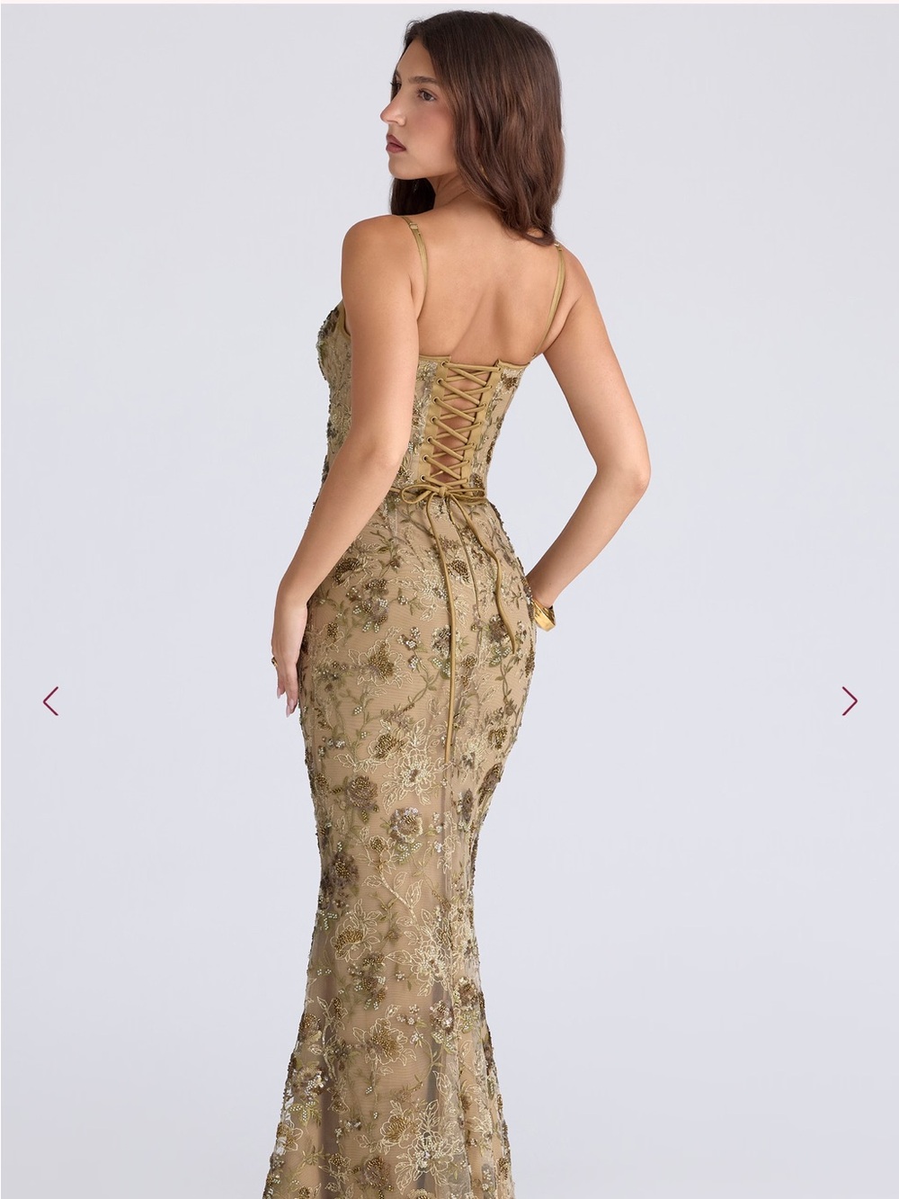 NAIMA
Olive Bronze Hand Beaded Embellished Corset Maxi Dress - Limited Edition - Picture 3 of 6